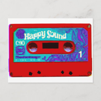 Carte Postale Rétro bande rouge de cassette audio