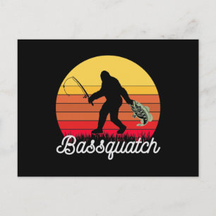Carte Postale Retro Bassquatch Bigfoot Pêche