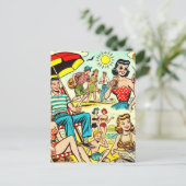 Carte Postale Retro Beach Comics (Debout devant)