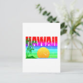 Carte Postale Retro Beach Hawaii coucher de soleil (Debout devant)