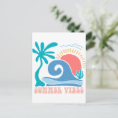 Carte postale Retro Beach Sun - "Summer Vibes" (Debout devant)