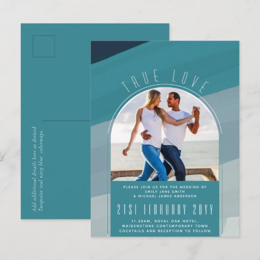 Carte Postale RETRO Beach Vibe Mariage Papier photo (Devant / Derrière)