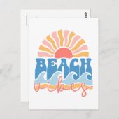 Carte postale Retro Beach Vibes - "Vibes de plage" (Devant / Derrière)
