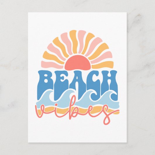 Carte postale Retro Beach Vibes - "Vibes de plage" (Devant)
