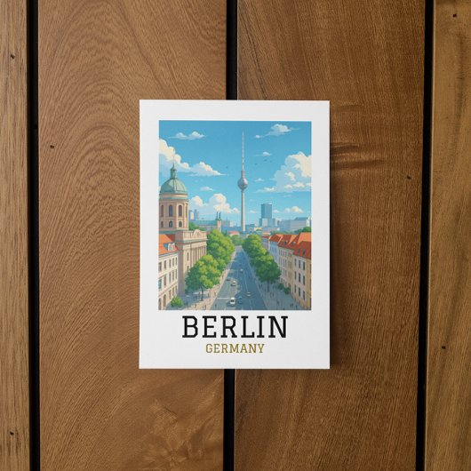 Carte Postale Retro Berlin Skyline TV Tower Skyline View