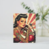Carte Postale Retro Biker Pin-up (Debout devant)