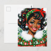 Carte Postale Retro Black Girl Christmas Cheer (Devant / Derrière)