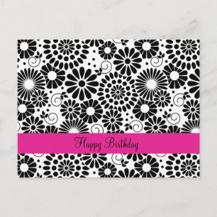 Carte Postale Retro black white flowers Postcard