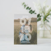 Carte Postale Retro Bold Photo Wedding Enregistrer La Date (Debout devant)