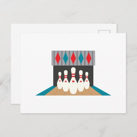 Carte Postale Retro Bowling Alley (Devant / Derrière)