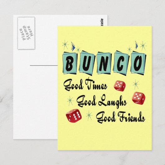 Carte Postale Retro Bunco (Devant / Derrière)