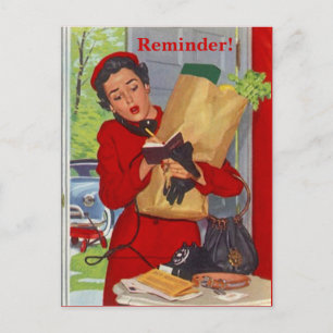 Carte postale Retro Busy Lady Rappel PC
