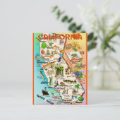 Carte Postale Retro California Map Postcard (Debout devant)