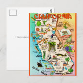 Carte Postale Retro California Map Postcard (Devant / Derrière)