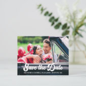 Carte Postale Retro Calligraphie Script Photo Enregistrer La Dat (Debout devant)