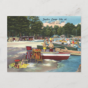 Carte Postale Retro Camping à Sebago Lake Travel