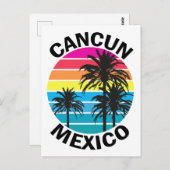 Carte Postale Retro Cancun Mexique Palm Tree Voyage (Devant / Derrière)
