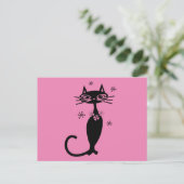 CARTE POSTALE RETRO CAT ROSE (Debout devant)