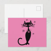 CARTE POSTALE RETRO CAT ROSE (Devant / Derrière)