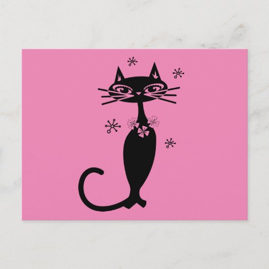 CARTE POSTALE RETRO CAT ROSE (Devant)