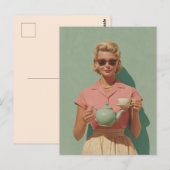 Carte Postale Retro Chic Tea Party (Devant / Derrière)