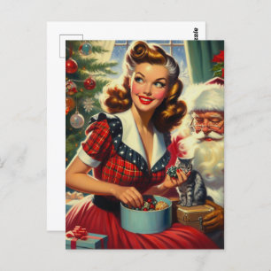 Carte Postale Retro Christmas Girl