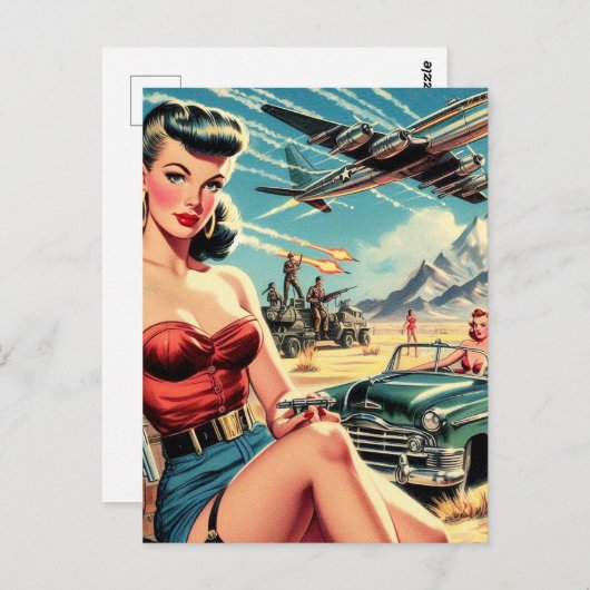 Carte Postale Retro Classic Pin Up (Devant / Derrière)