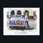 Carte Postale *~* Retro Classic Vintage Car Antique Homme penché<br><div class="desc">CARTE POST POSTCARD - VOITURES CLASSIQUES - Homme penché sur l'art automobile. Aquarelle Peintures de style Grunge - PERSONNALISER LE TEXTE SI VOUS LE SOUHAITEZ. L'arrière - plan est BLANC. Peintures numériques energetiquement Améliorées Retro Classic Vintage Antique Car, Auto, Automobiles . * Un homme profite de la journée avec son...</div>