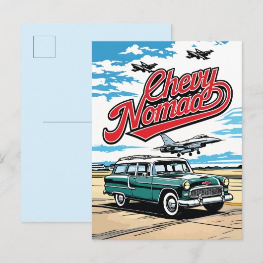 Carte Postale Retro Classic Wagon Sky Pop Art Illustration Print (Devant / Derrière)