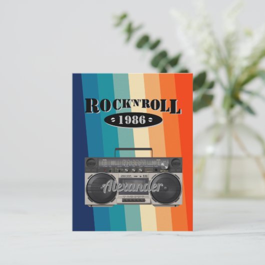 Carte Postale Retro classique boite à boum rock n roll musique v (Debout devant)