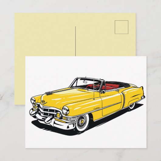 Carte Postale Rétro Classique Cabriolet PopArt Latéral (Devant / Derrière)