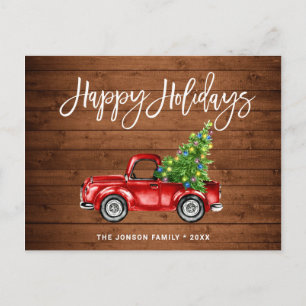 Carte Postale Retro classique Rustique Noël Fête de Camion Rouge