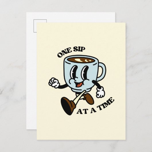 Carte postale Retro Coffee Cup Slogan (Devant / Derrière)