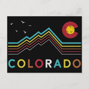 Carte Postale Retro Colorado Drapeau Rocky Mountain Souvenir