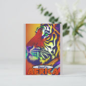 Carte Postale Retro Coloré Tiger Voyage Afrique (Debout devant)