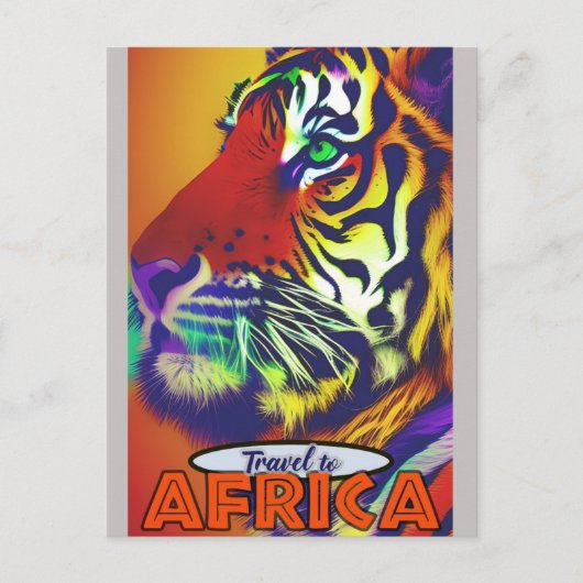 Carte Postale Retro Coloré Tiger Voyage Afrique (Devant)