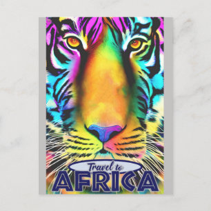 Carte Postale Retro Coloré Tiger Voyage Afrique