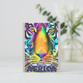 Carte Postale Retro Coloré Tiger Voyage Afrique (Debout devant)