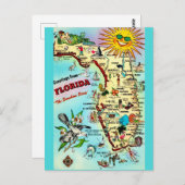 Carte postale rétro colorée de Floride (Devant / Derrière)