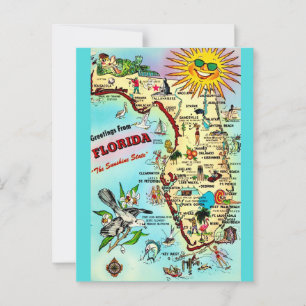 Carte postale rétro colorée de Floride 