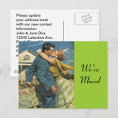 Carte Postale Retro Couple Déménagement Nouvelle A (Devant / Derrière)
