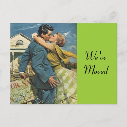 Carte Postale Retro Couple Déménagement Nouvelle A (Devant)