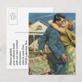 Carte Postale Retro Couple Déménagement Nouvelle A (Devant / Derrière)