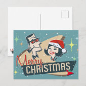 Carte Postale Retro Couple Joyeux Noël Vintage (Devant / Derrière)