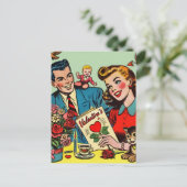 Carte Postale Retro Couple Love Comics de Valentine (Debout devant)