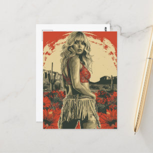 Carte Postale Retro Cowgirl