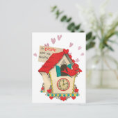 Carte postale Retro Cuckoo Horloge Oiseau Valentin (Debout devant)