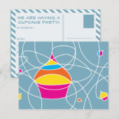 Carte Postale rétro CUPCAKE formes invitation de partie (Devant / Derrière)