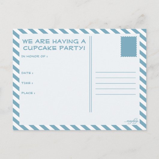 Carte Postale rétro CUPCAKE formes invitation de partie (Dos)
