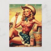 Carte Postale Retro Cute Cowgirl (Devant)